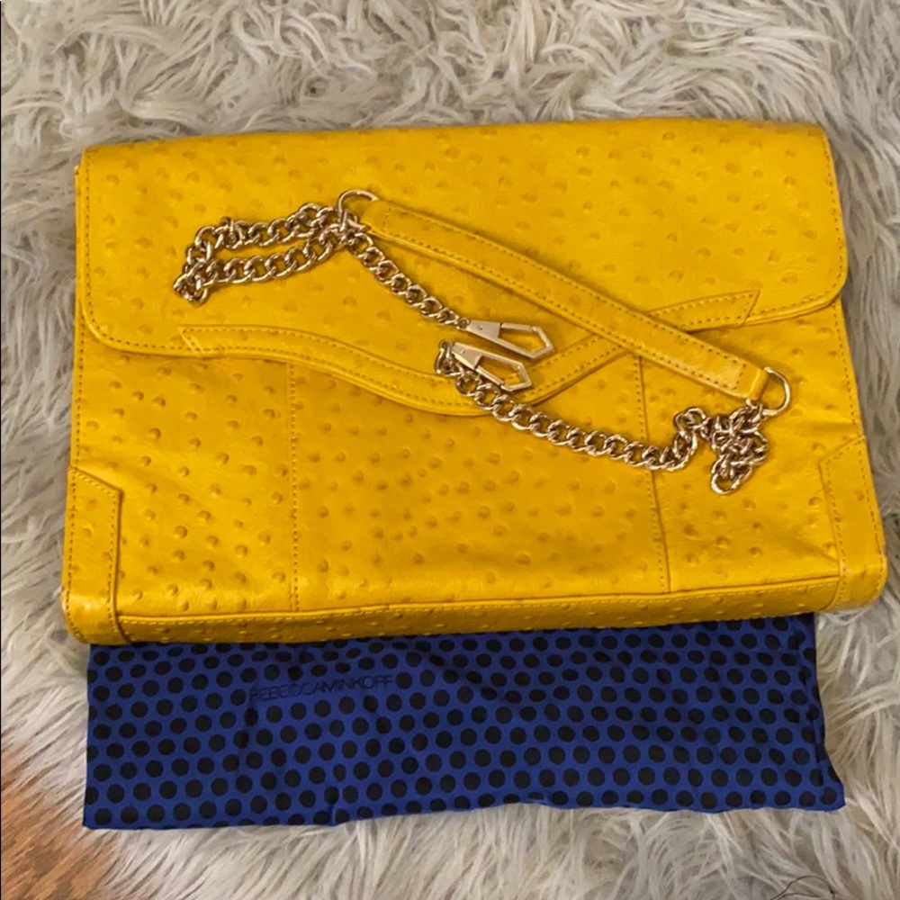 Rebecca Minkoff Yellow Ostrich Print Clutch